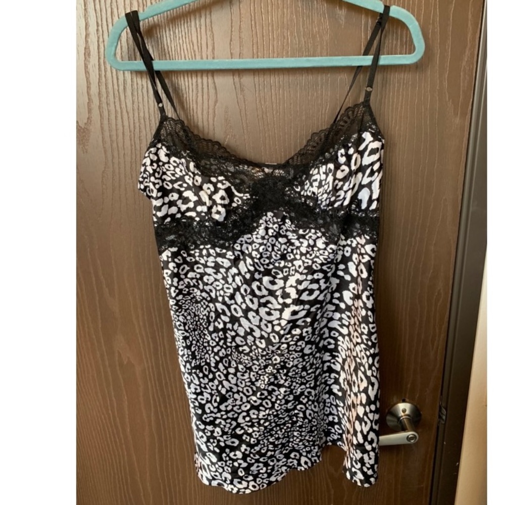 Victoria secret black leopard slip dress